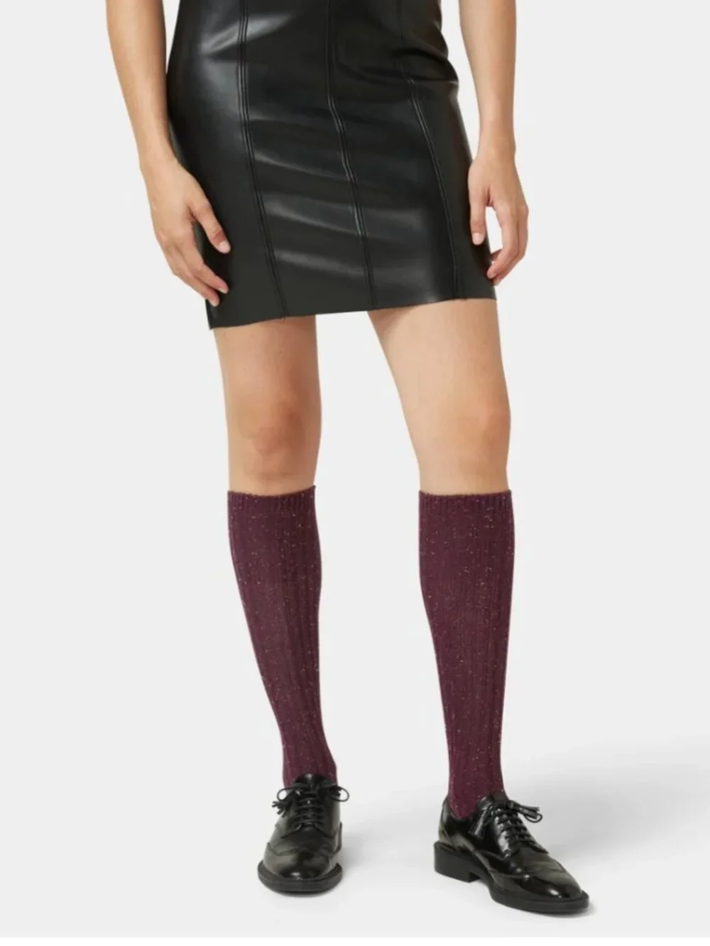 HUE - Burgundy Flecked Knee Socks